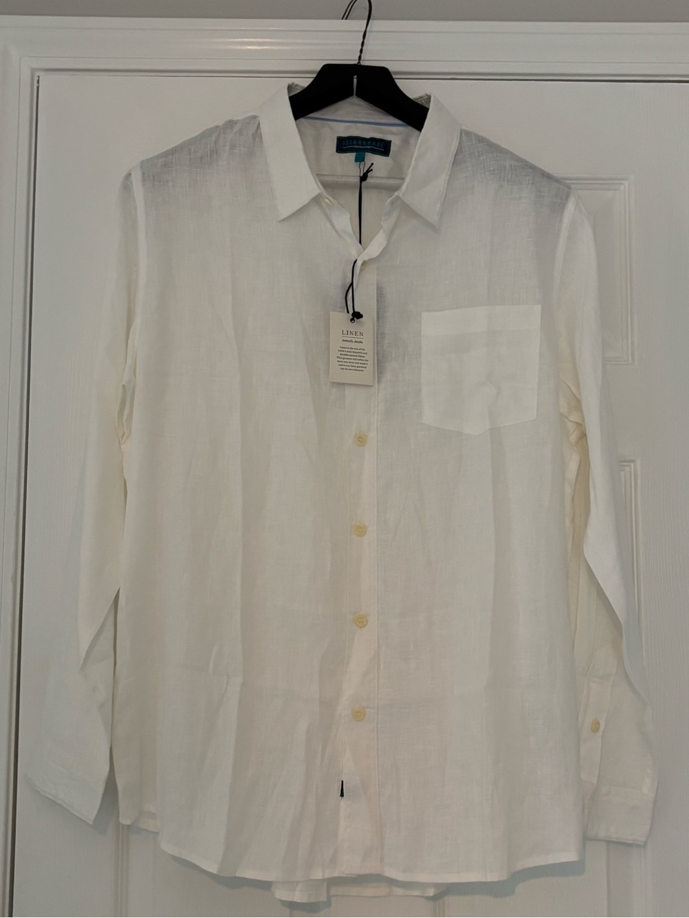 100% Linen Button-Up Shirt - White -Mens X-Large 🤍New with Tags🤍Island Haze